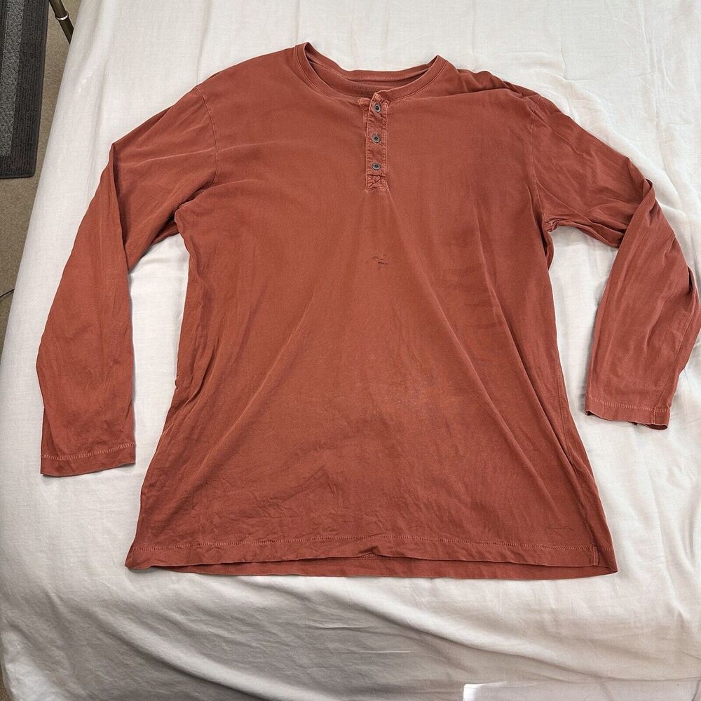 Pendleton Henley Button Up Shirt Men’s XL Orange Long Sleeve Button
